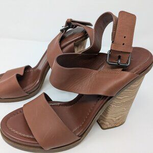 Vince Brown Sandal Heels, Stacked Heel, Size 10M